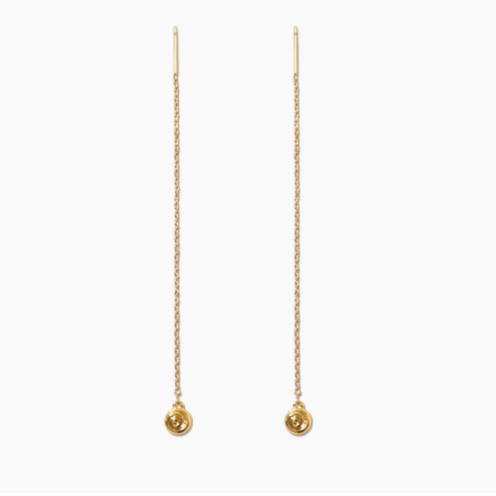 Gold Shell Coil Threader Earrings